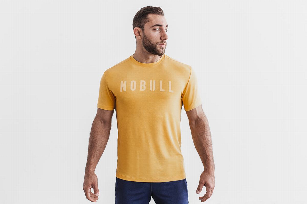 Nobull Men's T Shirts Yellow | Australia (RI6094)